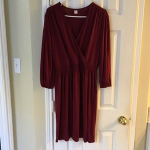 Maroon Long Sleeve Dress